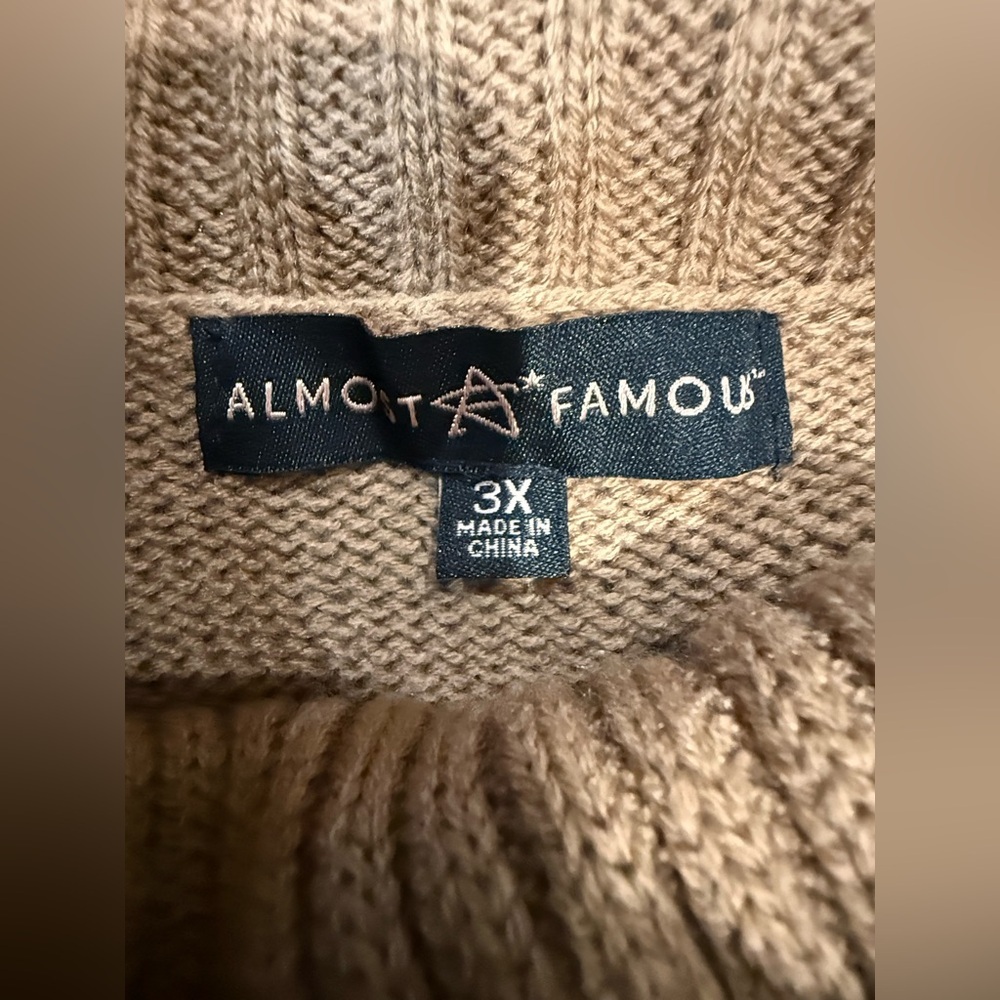 Almost Famous Ribbed Tan Sweater - Picture 3 of 3